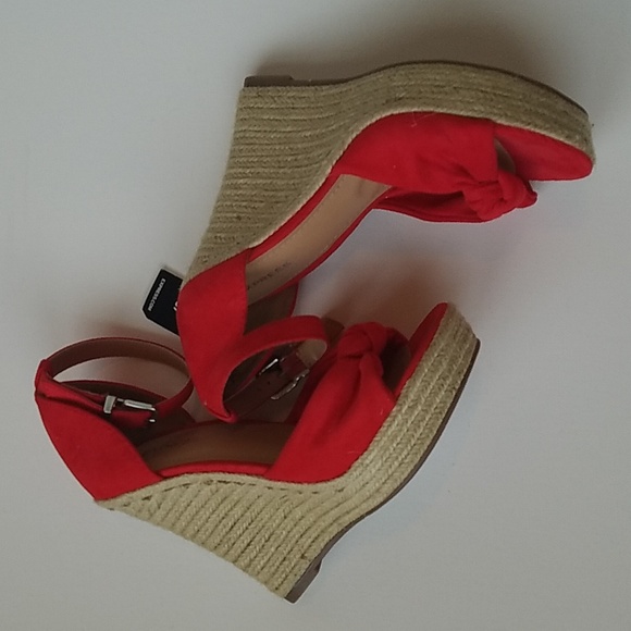 Express Red Platform Espadrilles Woven 3" Wedge 6 NWT - Picture 4 of 8